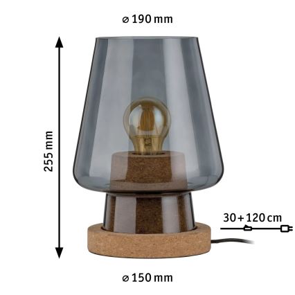 Paulmann 79736 - 1xE27/20W Lámpara de mesa IBEN 230V color ahumado