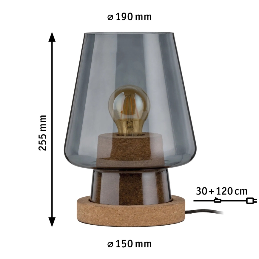 Paulmann 79736 - 1xE27/20W Lámpara de mesa IBEN 230V color ahumado