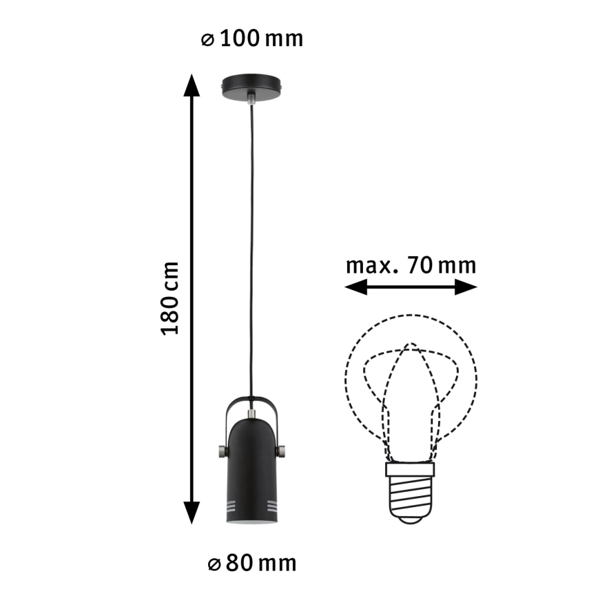 Paulmann 79766 - Lámpara colgante en cable LED 1xE27/8W LAVEA 230 V negra