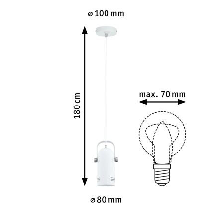 Paulmann 79767 - 1xE27/15W Lámpara colgante con cable LAVEA 230V blanca