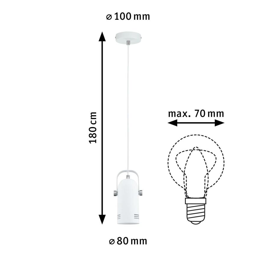 Paulmann 79767 - 1xE27/15W Lámpara colgante con cable LAVEA 230V blanca