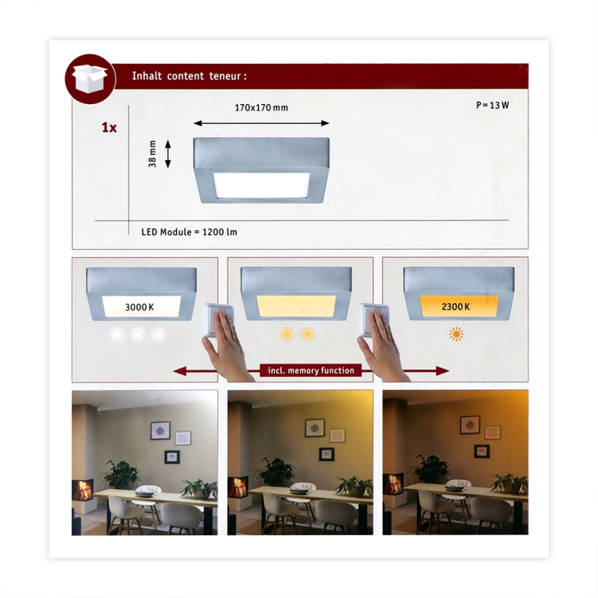 Paulmann 79791 - LED/10,2W Plafón CARPO 230V 2300-3000K