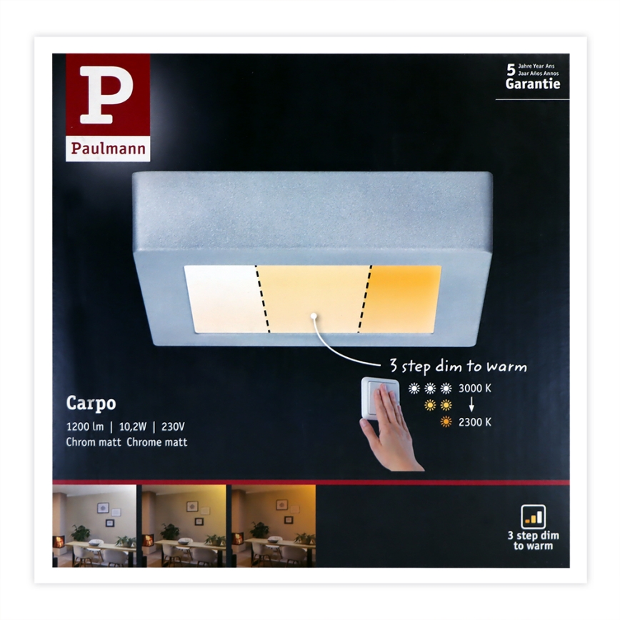 Paulmann 79791 - LED/10,2W Plafón CARPO 230V 2300-3000K