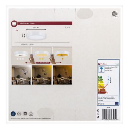 Paulmann 79795 - LED/13W Lámpara de techo CARPO 230V 2300/2500/3000K