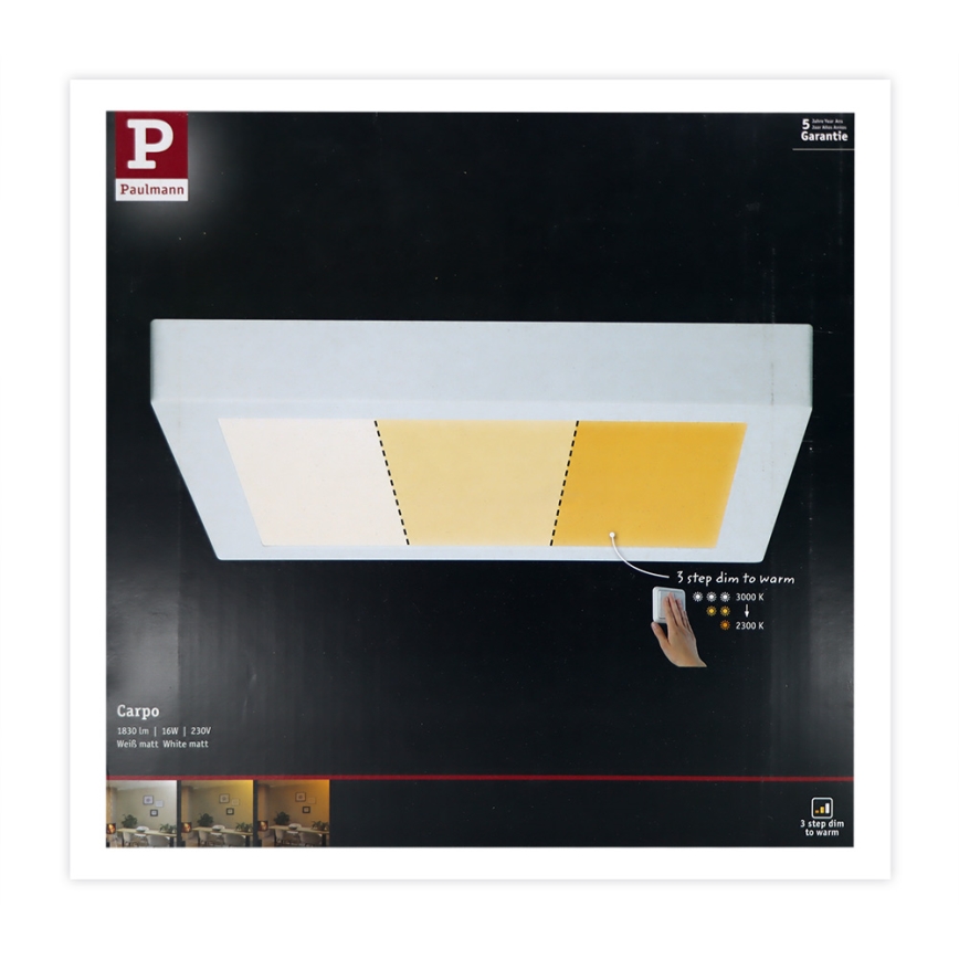 Paulmann 79801 - Plafón LED/13W CARPO 230V 2300/2500/3000K