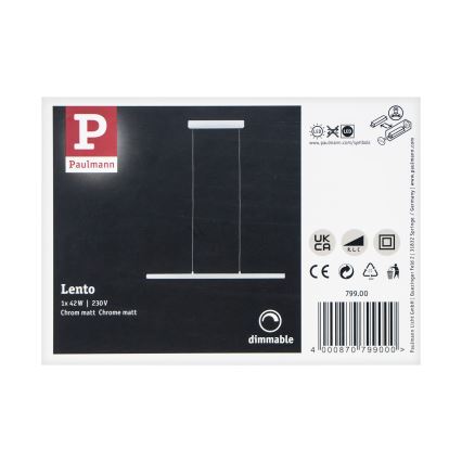 Paulmann 79900 - Lámpara de araña regulable sobre cable LED/42W LENTO 230V cromo mate