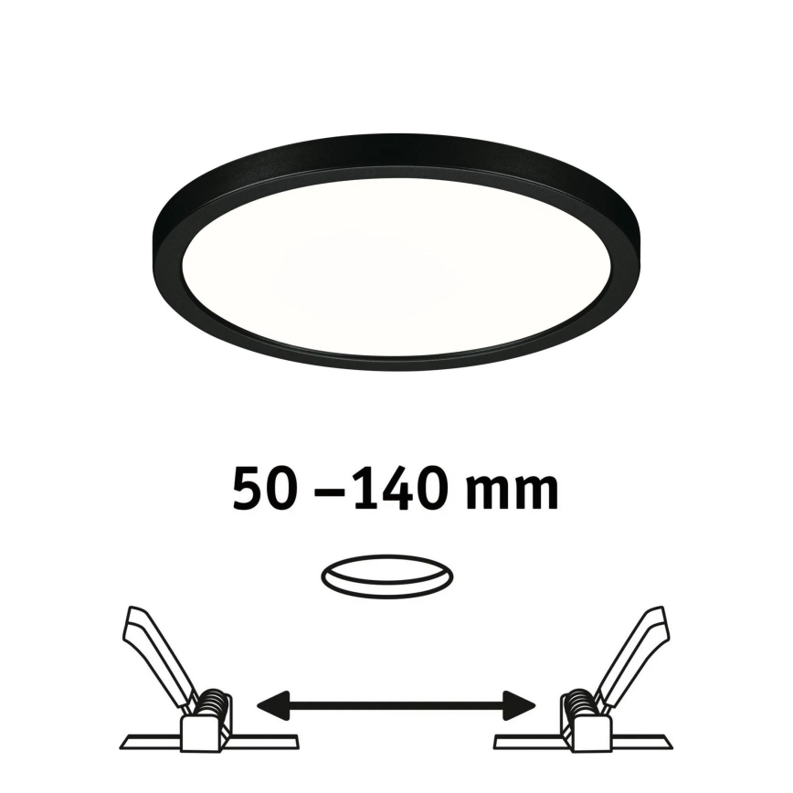 Paulmann 79965 - LED/13W IP44 Regulable downlight empotrable para baño AREO 230V Ø 17,5 cm negro