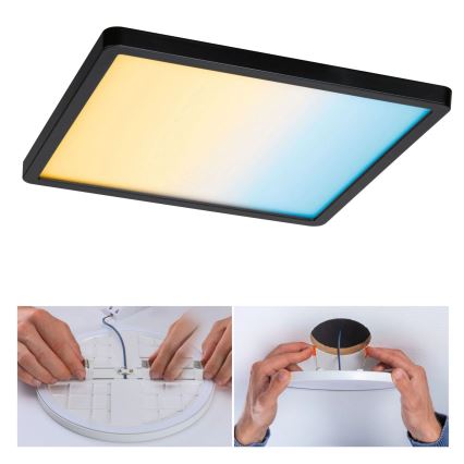 Paulmann 79967 - Lámpara empotrable regulable para baño LED 16W IP44 AREO 230V 23x23 cm negra