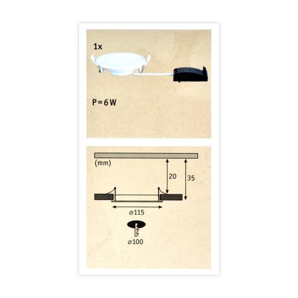 Paulmann 92061 - LED/6W IP44 Lámpara empotrable de baño QUALITY LINE 230V
