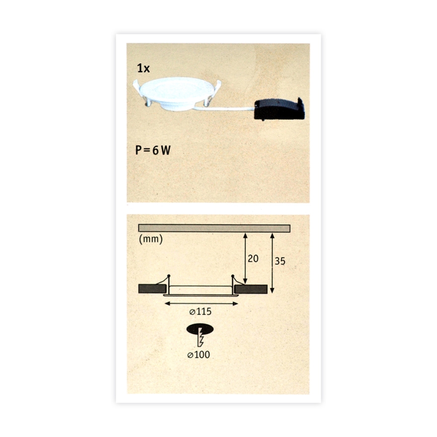 Paulmann 92061 - LED/6W IP44 Lámpara empotrable de baño QUALITY LINE 230V