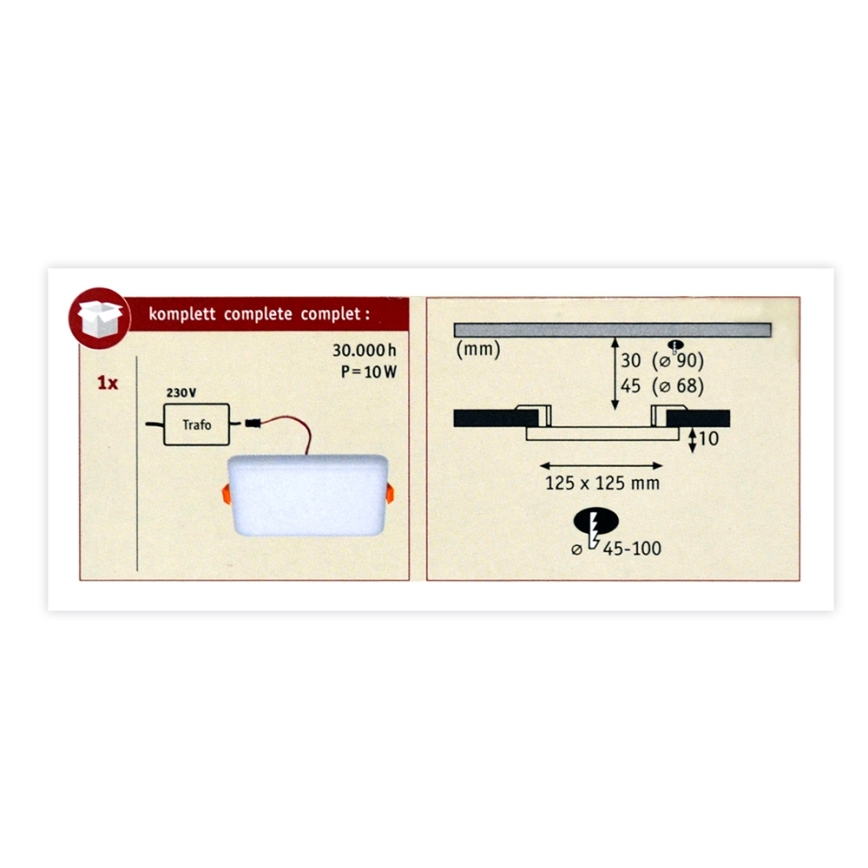 Paulmann 92397 - LED/8,5W IP44 Lámpara empotrable para el baño VARIFIT 230V