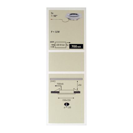 Paulmann 92695 - SET 3xLED/8W Lámpara empotrable regulable DICE 230V