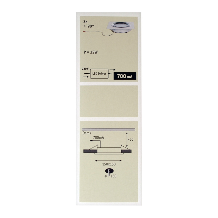Paulmann 92695 - SET 3xLED/8W Lámpara empotrable regulable DICE 230V