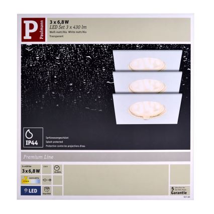 Paulmann 92760 - SET 3x Iluminación LED empotrada para el baño COIN LED/6,8W IP44