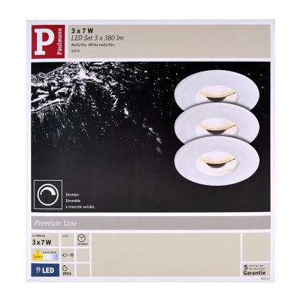 Paulmann 92847 - SET 3x Iluminación LED empotrada para el baño COIN 3xLED/7W/230V