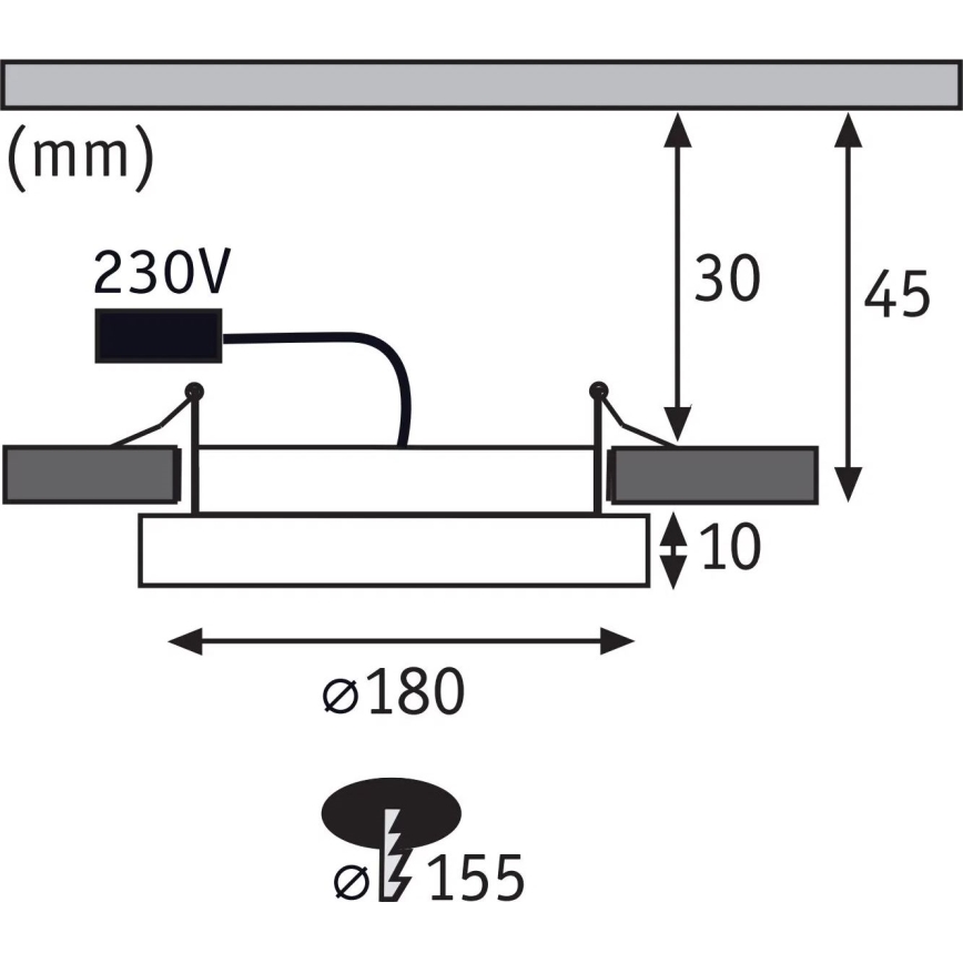 Paulmann 92946 - Luminaria empotrada para baño AREO, LED 11W, IP23, 230V, Ø 18 cm, cromo mate