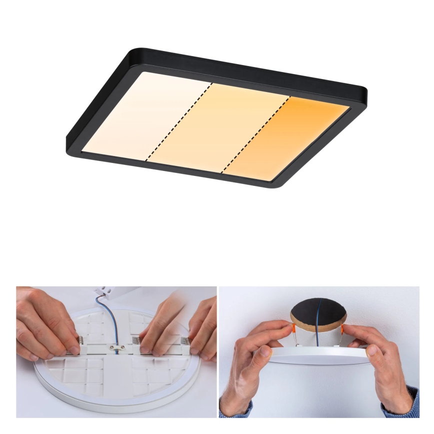 Paulmann 93101 - LED/13W IP44 Luminaria empotrada para baño AREO 230V 2000/3000/4000K 17,5x17,5 cm negra