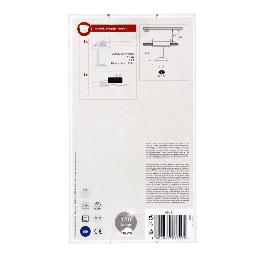 Paulmann 93591 - LED/2,5W Plafón GLINT 230V