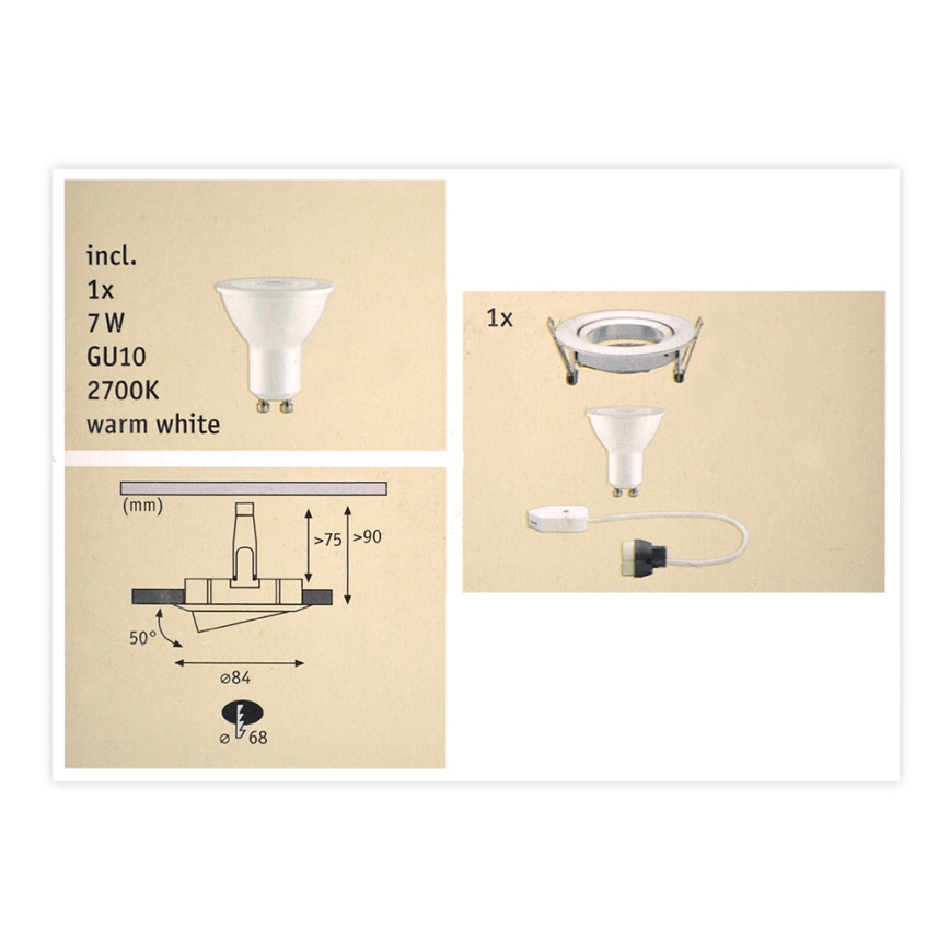 Paulmann 93602 - LED GU10/7W IP23 Plafón de baño regulable NOVA 230V