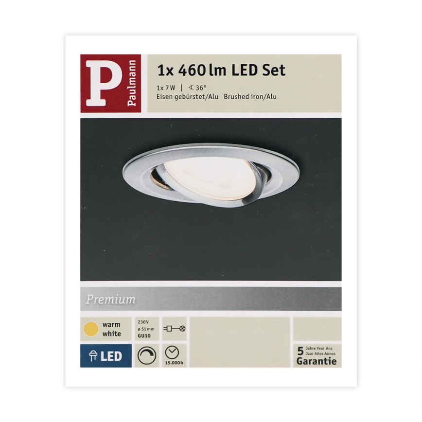 Paulmann 93603 - LED-GU10/7W IP23 Lámpara empotrable regulable para el baño NOVA 230V