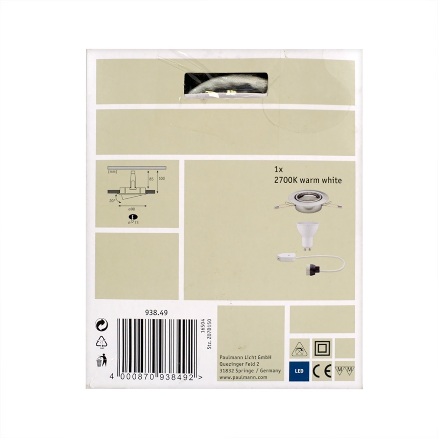 Paulmann 93849 - LED-GU10/4,5W/230V Lámpara empotrable PREMIUM LINE 230V