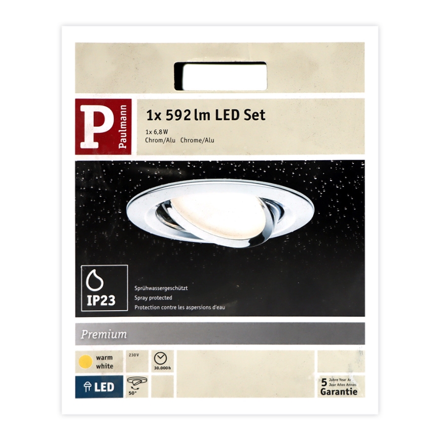 Paulmann 93867 - 1xLED/6,8W IP23 Lámpara empotrable de baño COIN 230V