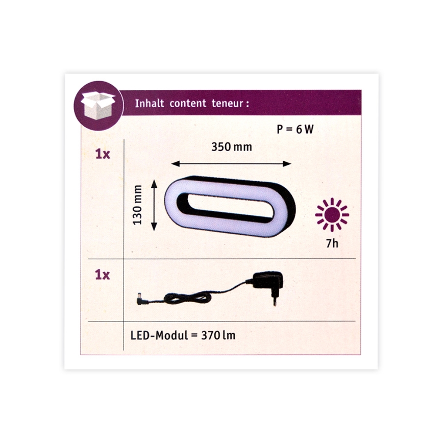 Paulmann 93933 - LED/6W IP44 Lámpara regulable portátil exterior MOVAL 230V