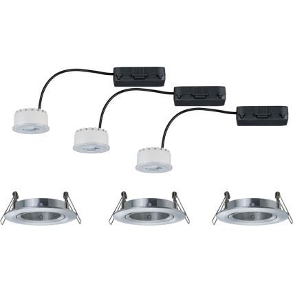 Paulmann 93943 - Juego de 3xLED/6,8W IP23 Luminaria empotrable regulable para baño COIN 230V