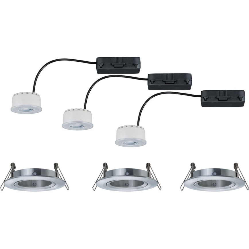 Paulmann 93943 - Juego de 3xLED/6,8W IP23 Luminaria empotrable regulable para baño COIN 230V