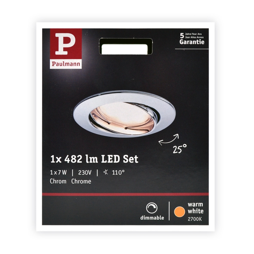 Paulmann 93965 - Lámpara LED regulable para baño COIN 7W 230V