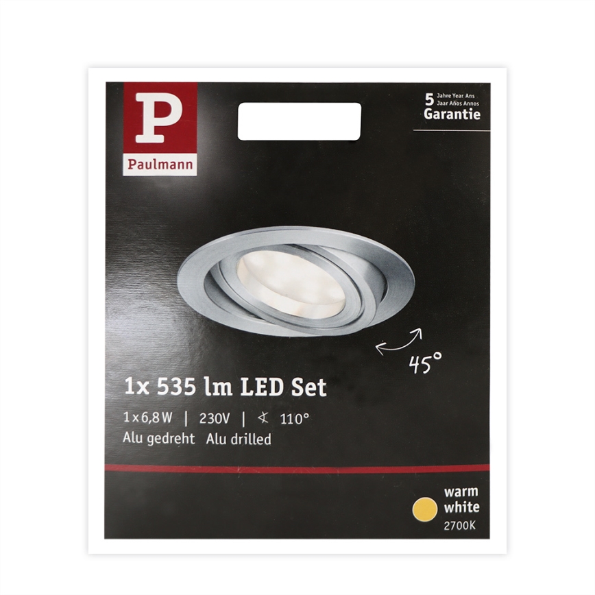Paulmann 93983 - LED/6,8W IP23 Lámpara empotrable de baño COIN 230V