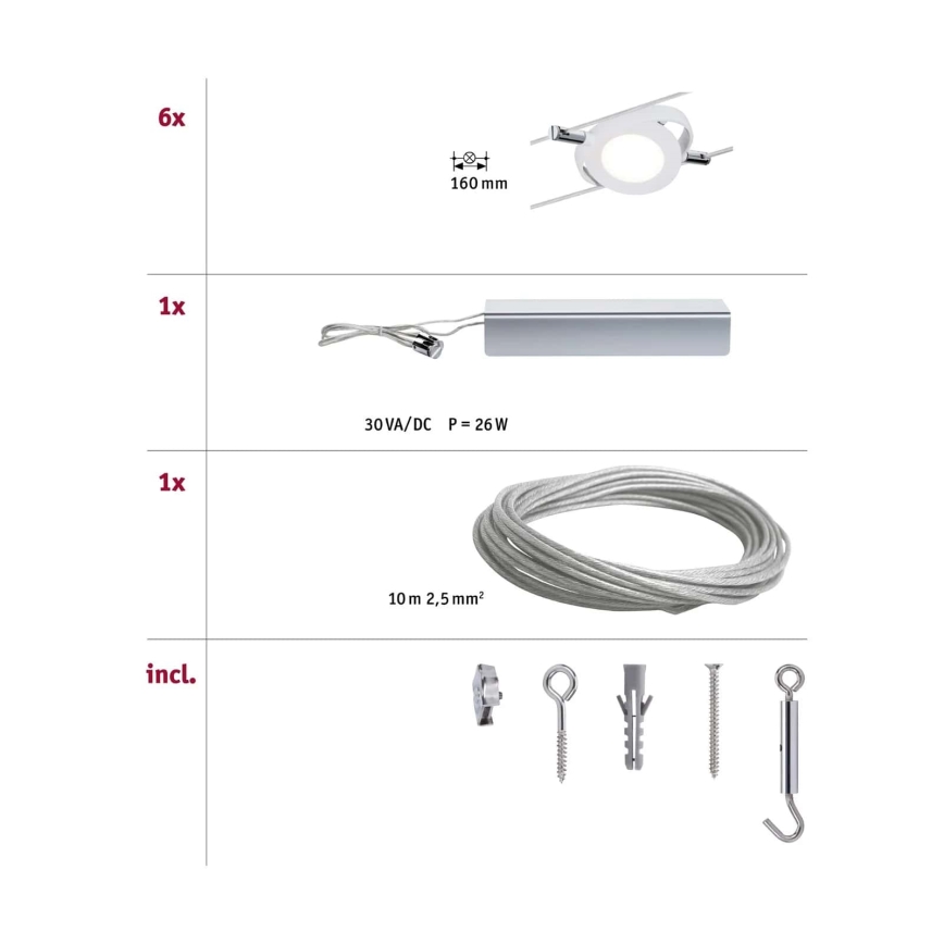 Paulmann 94106 - SET 6xLED/4W Foco para sistema en cadena ROUNDMAC 230V blanco
