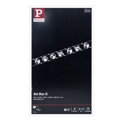Paulmann 94152 - SET 7xGU5.3/10W Foco para sistema de cable MAC 230V cromo mate
