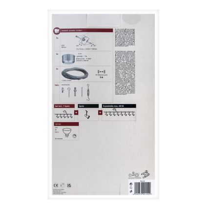 Paulmann 94152 - SET 7xGU5.3/10W Foco para sistema de cable MAC 230V cromo mate