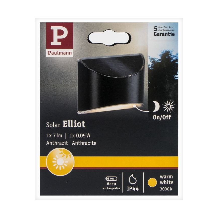 Paulmann 94233 - LED/0,05W IP44 Aplique solar ELLIOT 1,2V 400 mAh