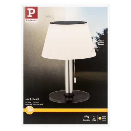Paulmann 94309 - Lámpara solar regulable LED/0,8W IP44 LILLESOL 3,7V 2000 mAh