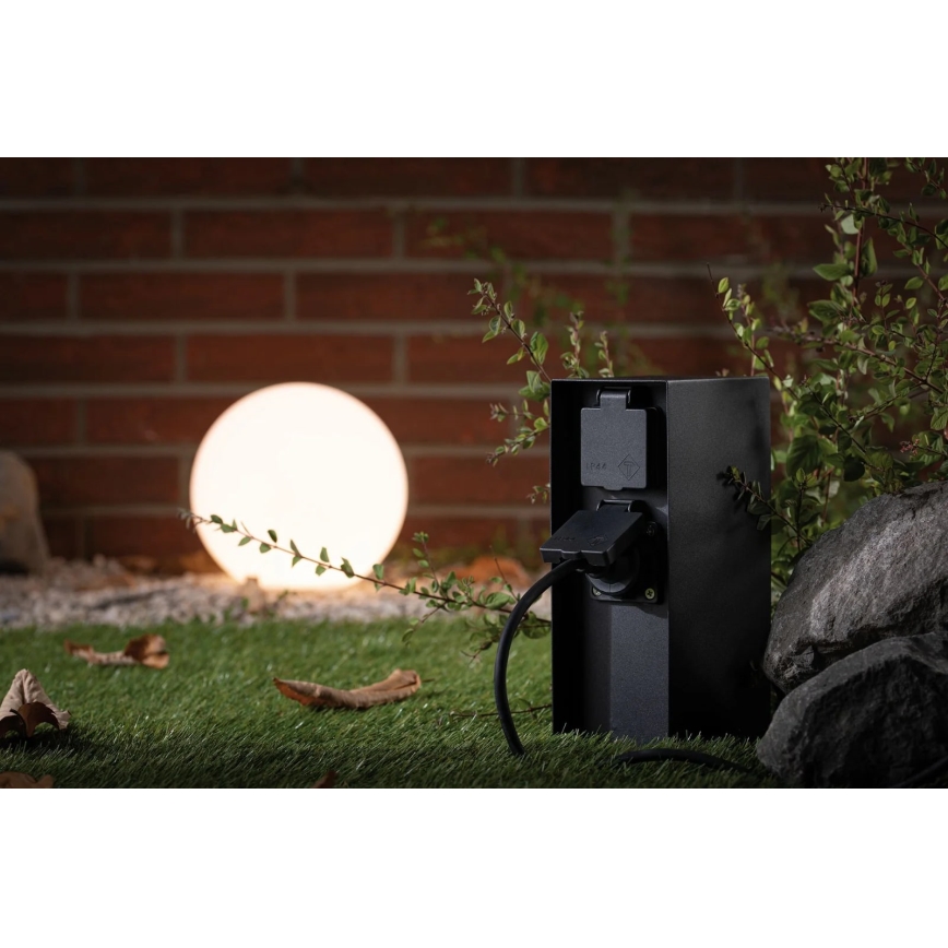Paulmann 94314 - Columna de enchufes de exterior con temporizador 2Z SCHUKO