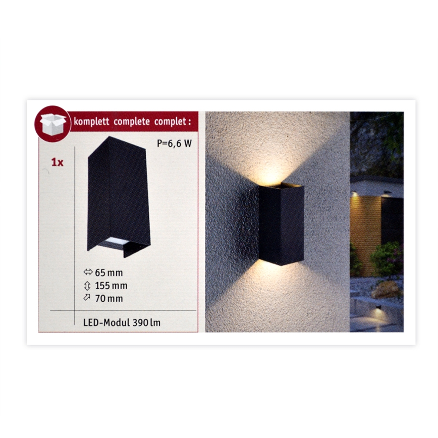 Paulmann 94326 - 2xLED/2,8W IP44 Aplique exterior FLAME 230V