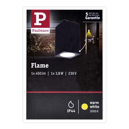 Paulmann 94327 - Aplique exterior LED/3,8W IP44 FLAME 230V antracita