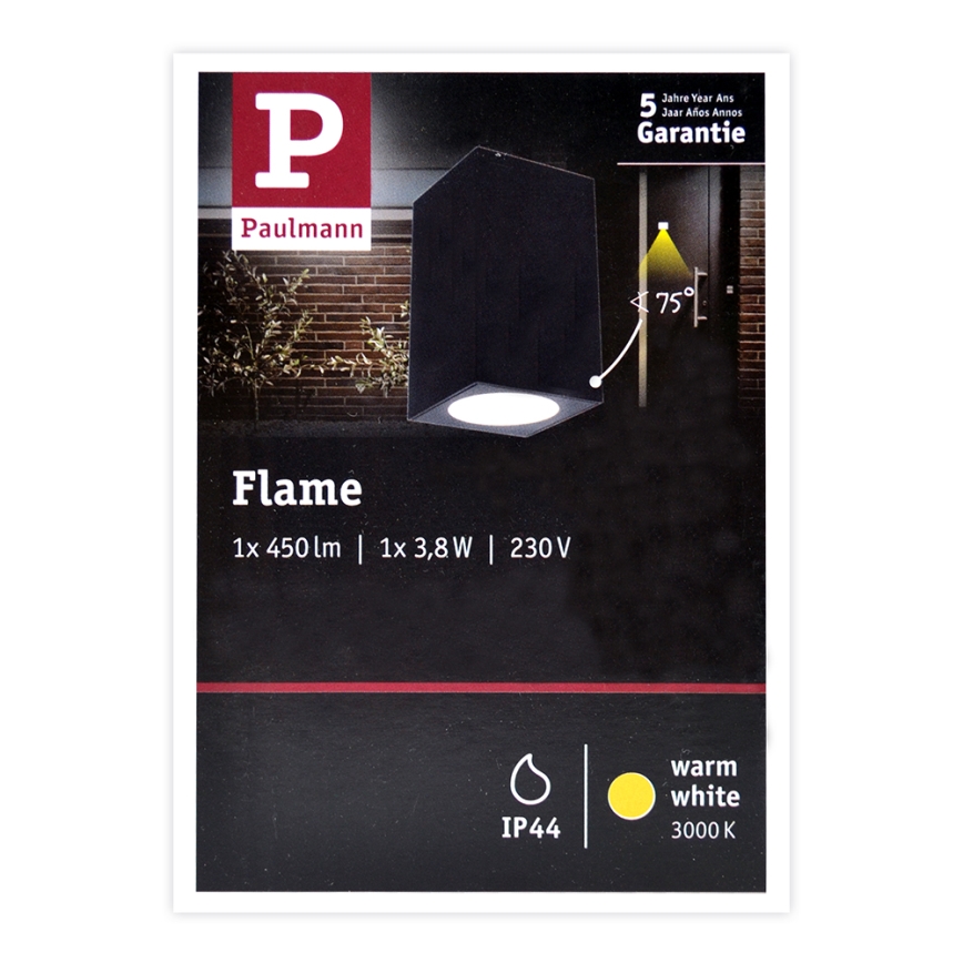Paulmann 94327 - Aplique exterior LED/3,8W IP44 FLAME 230V antracita