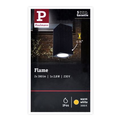 Paulmann 94328 - 2xLED/2,8W IP44 Aplique exterior FLAME 230V antracita