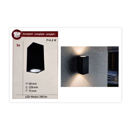 Paulmann 94328 - 2xLED/2,8W IP44 Aplique exterior FLAME 230V antracita