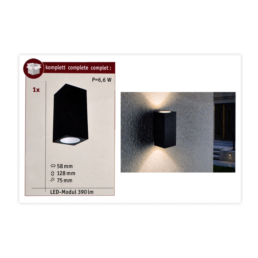 Paulmann 94328 - 2xLED/2,8W IP44 Aplique exterior FLAME 230V antracita
