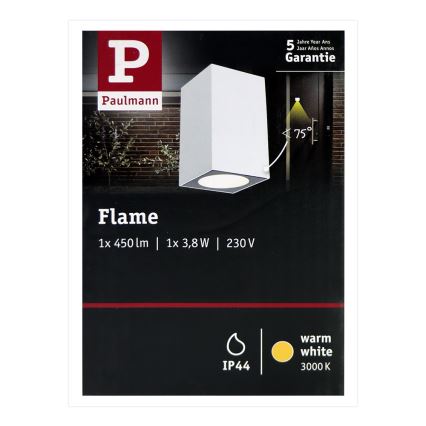 Paulmann 94329 - Aplique exterior LED/3,8W IP44 FLAME 230V blanco