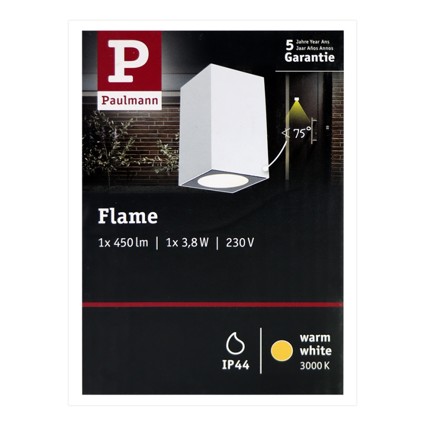 Paulmann 94329 - Aplique exterior LED/3,8W IP44 FLAME 230V blanco