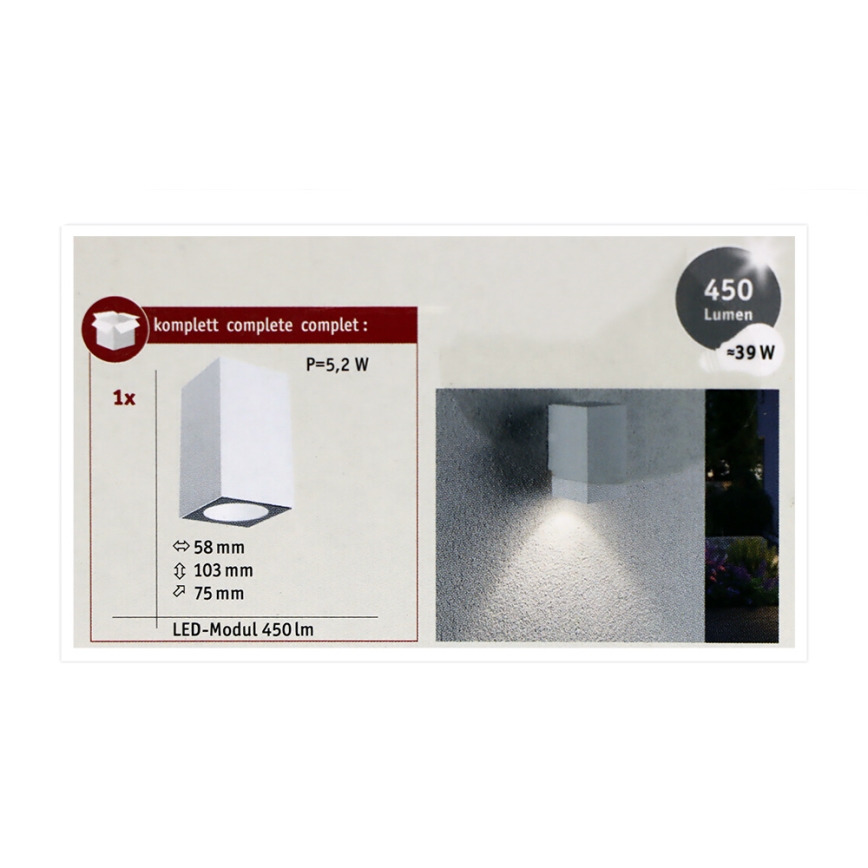 Paulmann 94329 - Aplique exterior LED/3,8W IP44 FLAME 230V blanco