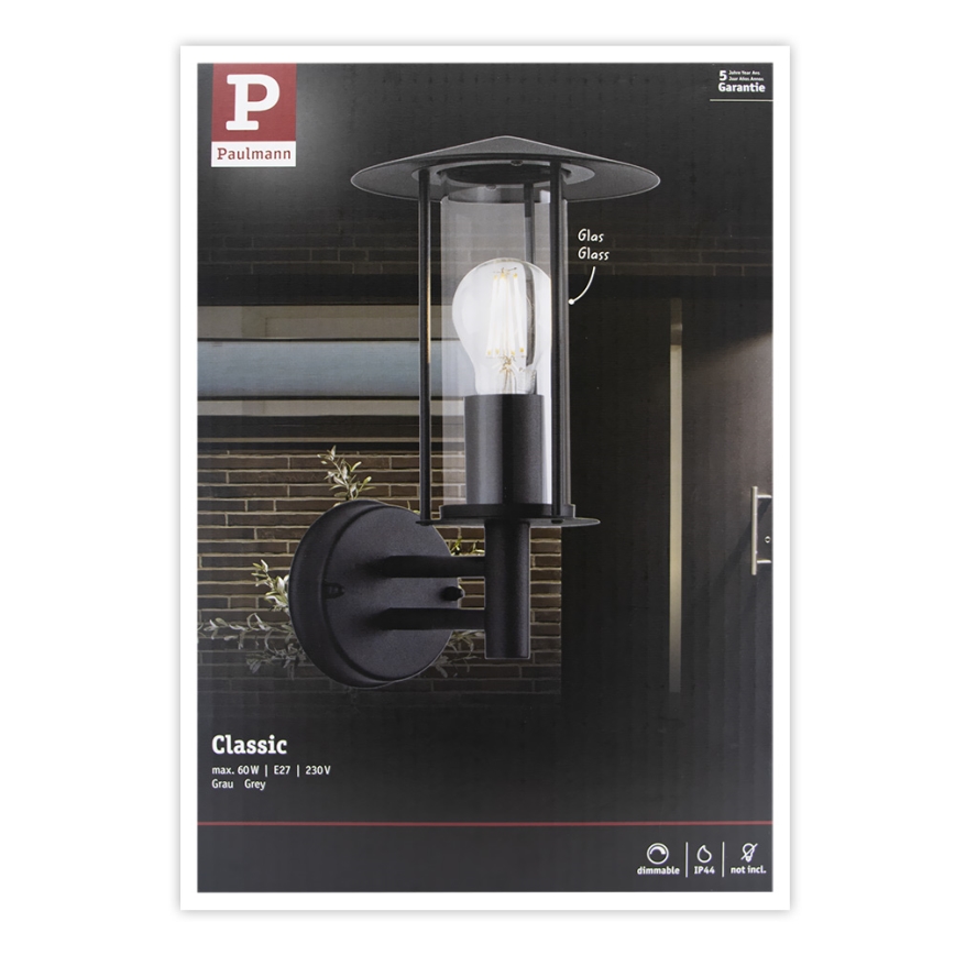 Paulmann 94398 - 1xE27/60W IP44 Aplique de exterior CLASSIC 230V