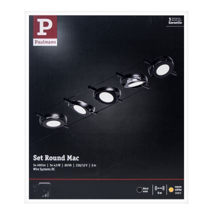 Paulmann 94418 - JUEGO 5xLED/4,5W Foco para un sistema de cadenas ROUNDMAC 230V negro