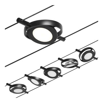 Paulmann 94418 - Juego de 5xLED/4,5W, sistema completo de suspensión por cable ROUNDMAC 230V, negro