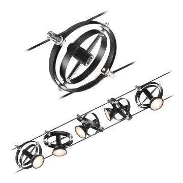 Paulmann 94440 - Juego de 5xGU5,3/10W Sistema de cable CARDAN completo 230V negro